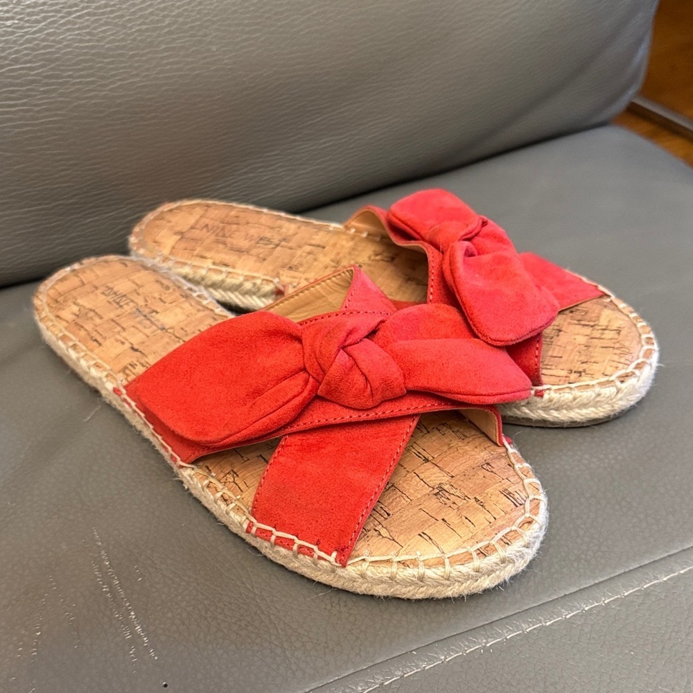 Nine West Bellah Red Espadrille Slide Sandals size 7.5M